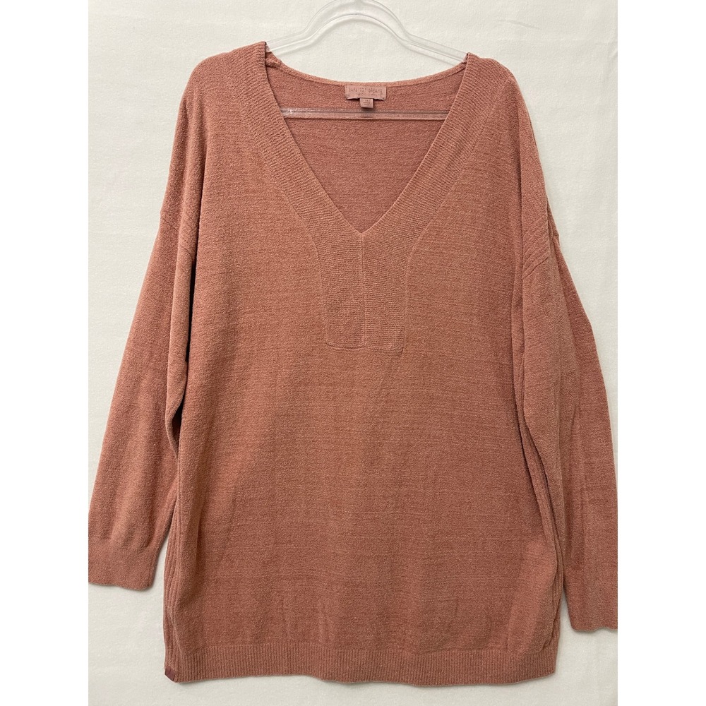 Barefoot Dreams Sweater 1X Pink CozyChic Ultra Lite V-Neck Pullover Relaxed